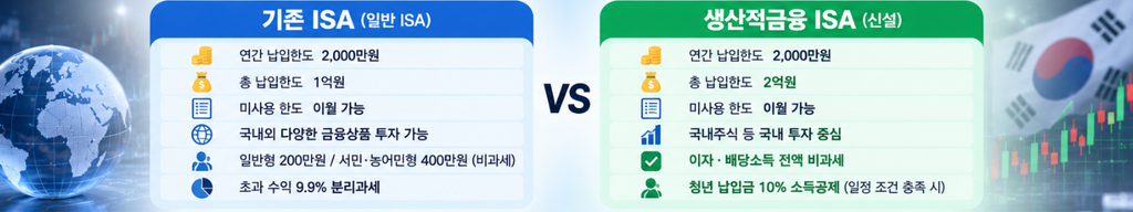 기존 ISA 생산적금융 ISA 비교