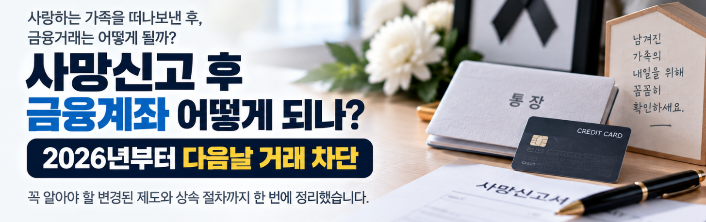 사망신고 후 금융계좌 어떻게 되나? 2026년부터 다음날 금융거래 차단