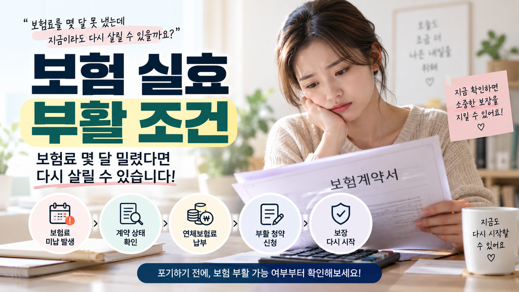 보험 실효 부활 조건｜보험료 몇 달 밀렸다면 다시 살릴 수 있을까?